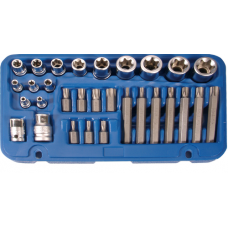 Set biţi şi chei tubulare | Profil E / Profil T (pentru Torx) | 30 piese